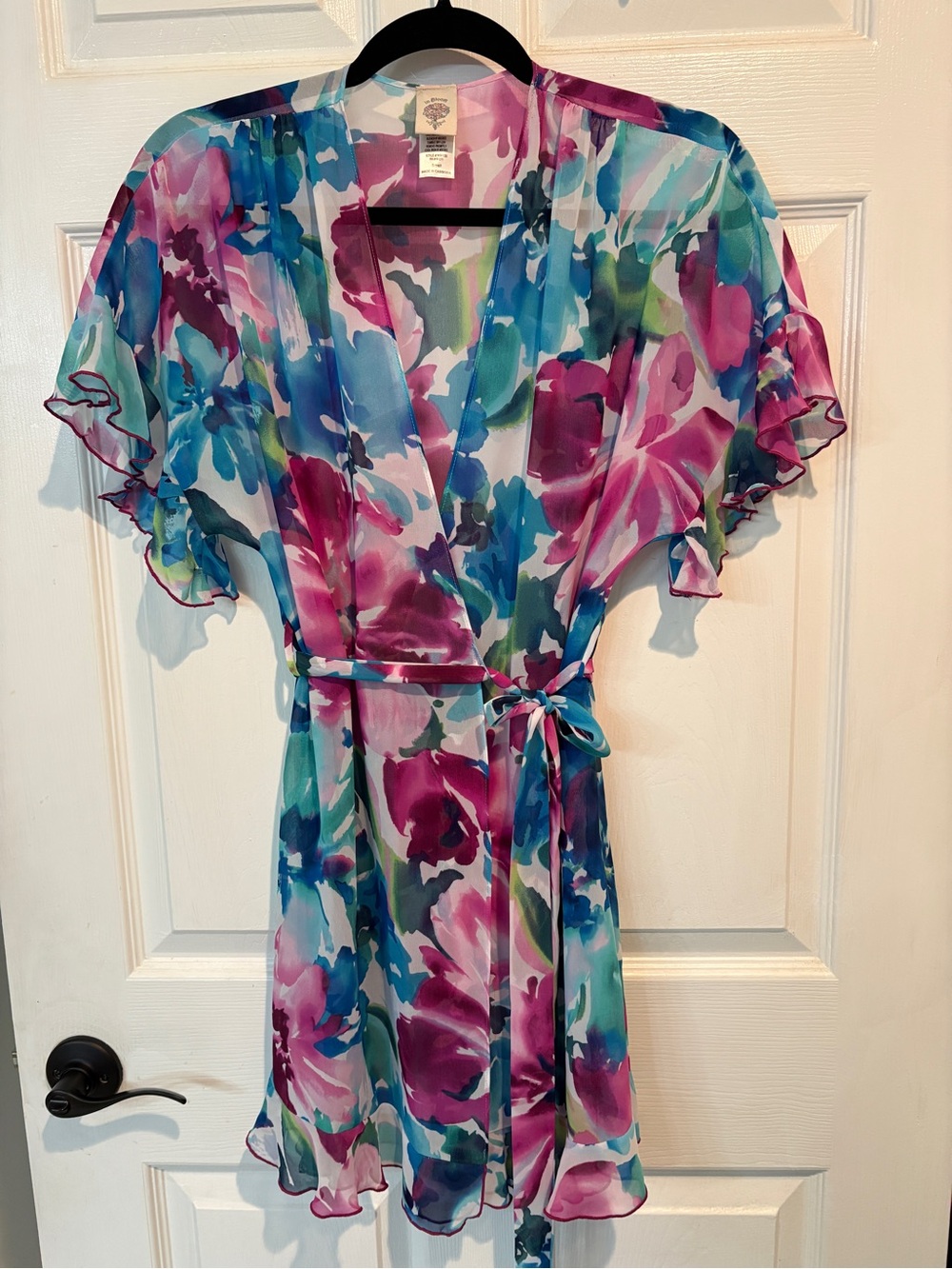 In Bloom Pink Blue Green Floral Print Top